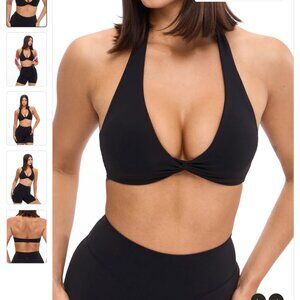 Buffbunny Twisted Halter Sports Bra Onyx Black - Medium